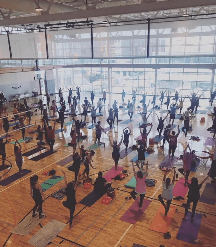Adoptable Puppy Yoga at the YMCA